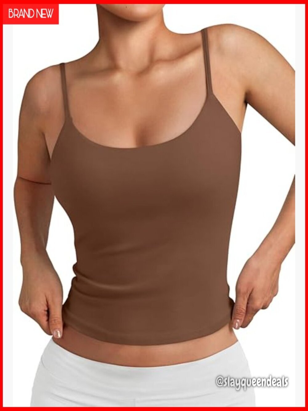 Double Lined Adjustable Spaghetti Strap Crop Tank Top Workout Summer